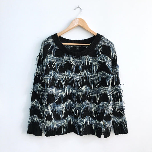 Anna Scott Rhoda Fringe Knit Pullover - size Medium