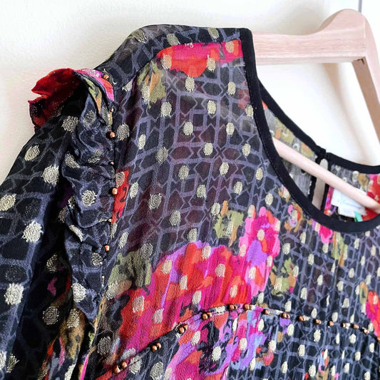 by anthropologie rose chiffon gold dot blouse - size 26W