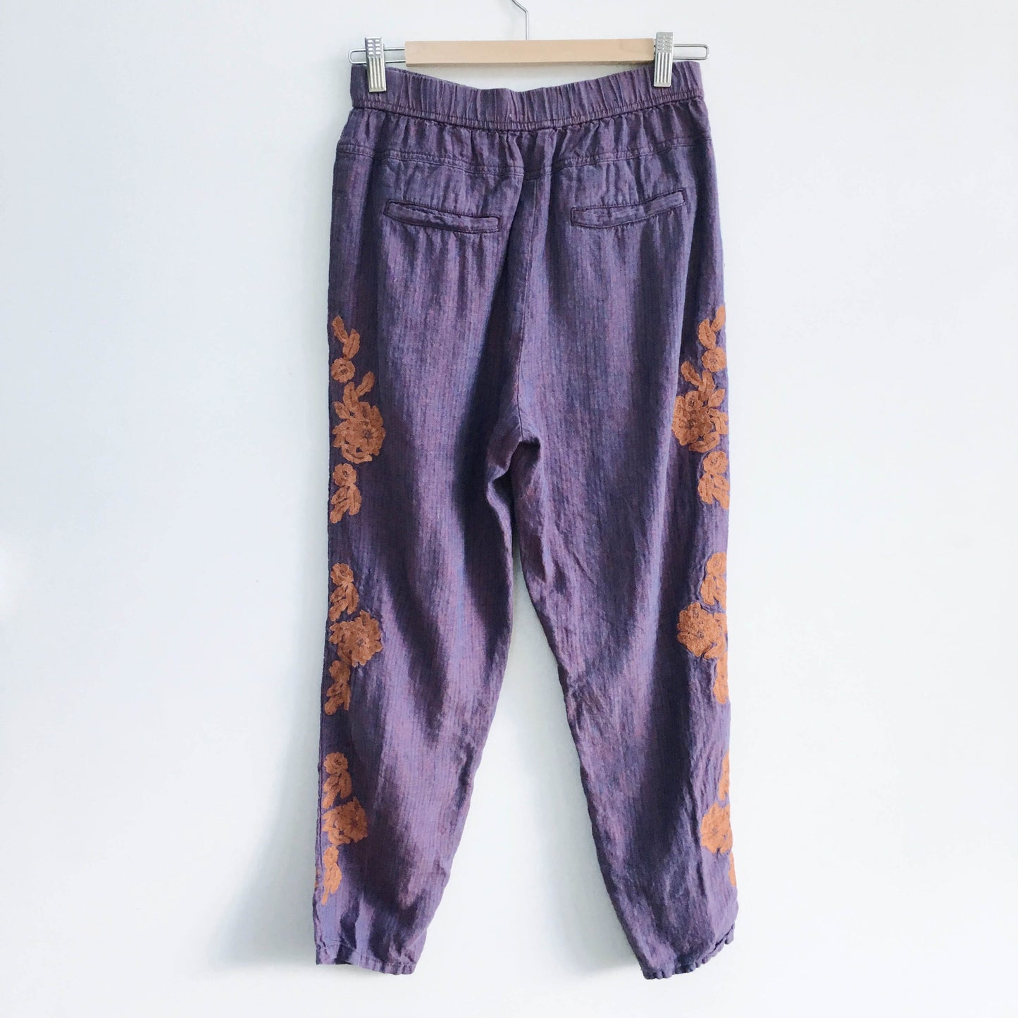 anthropologie embroidered linen pants - size xs