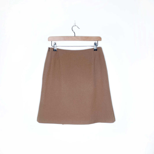 a.p.c. paris high waisted camel wool box pleat skirt - size 36