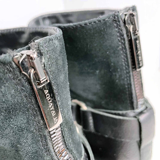 aquatalia heeled suede harness ankle boots - size 9