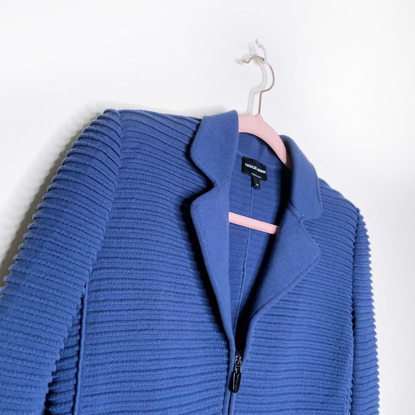 giorgio armani ribbed peplum full zip jacket - size 40