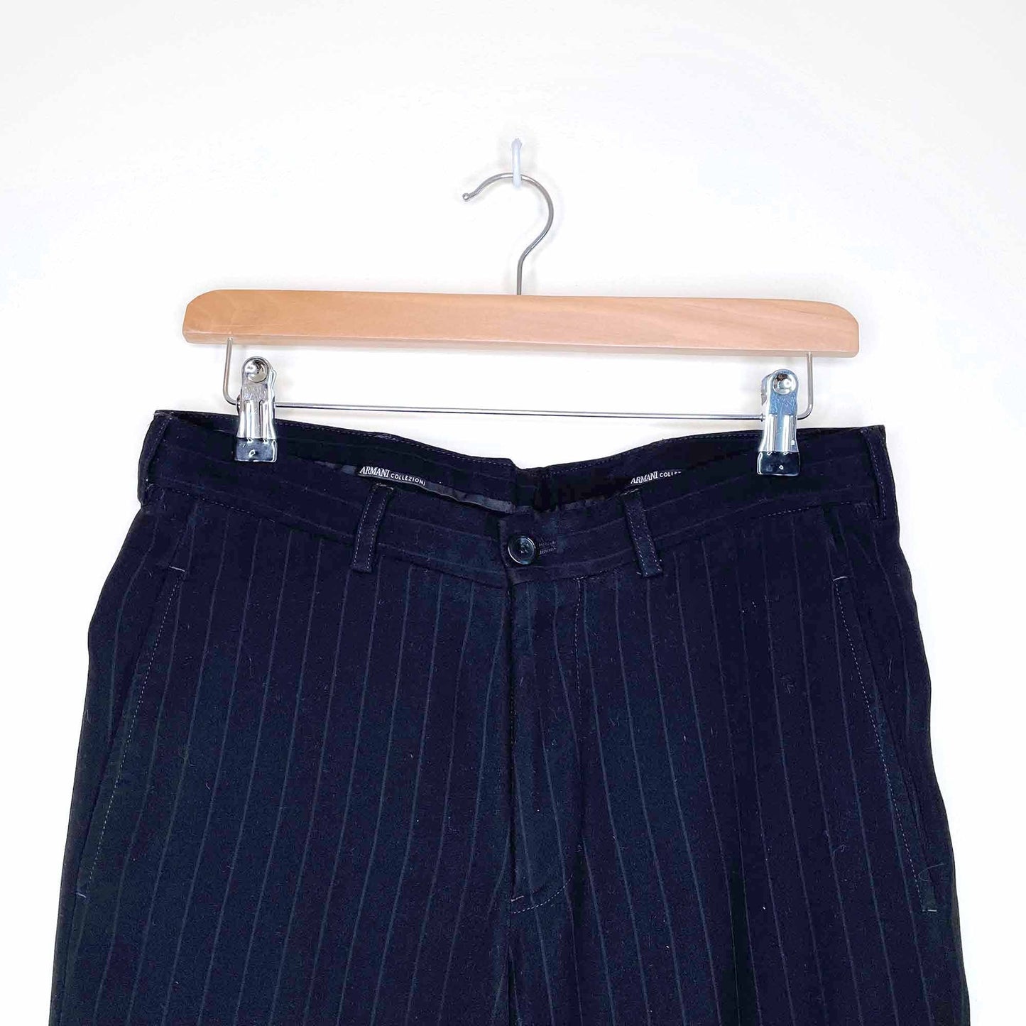 armani collezioni pinstripe tapered trouser - size 30