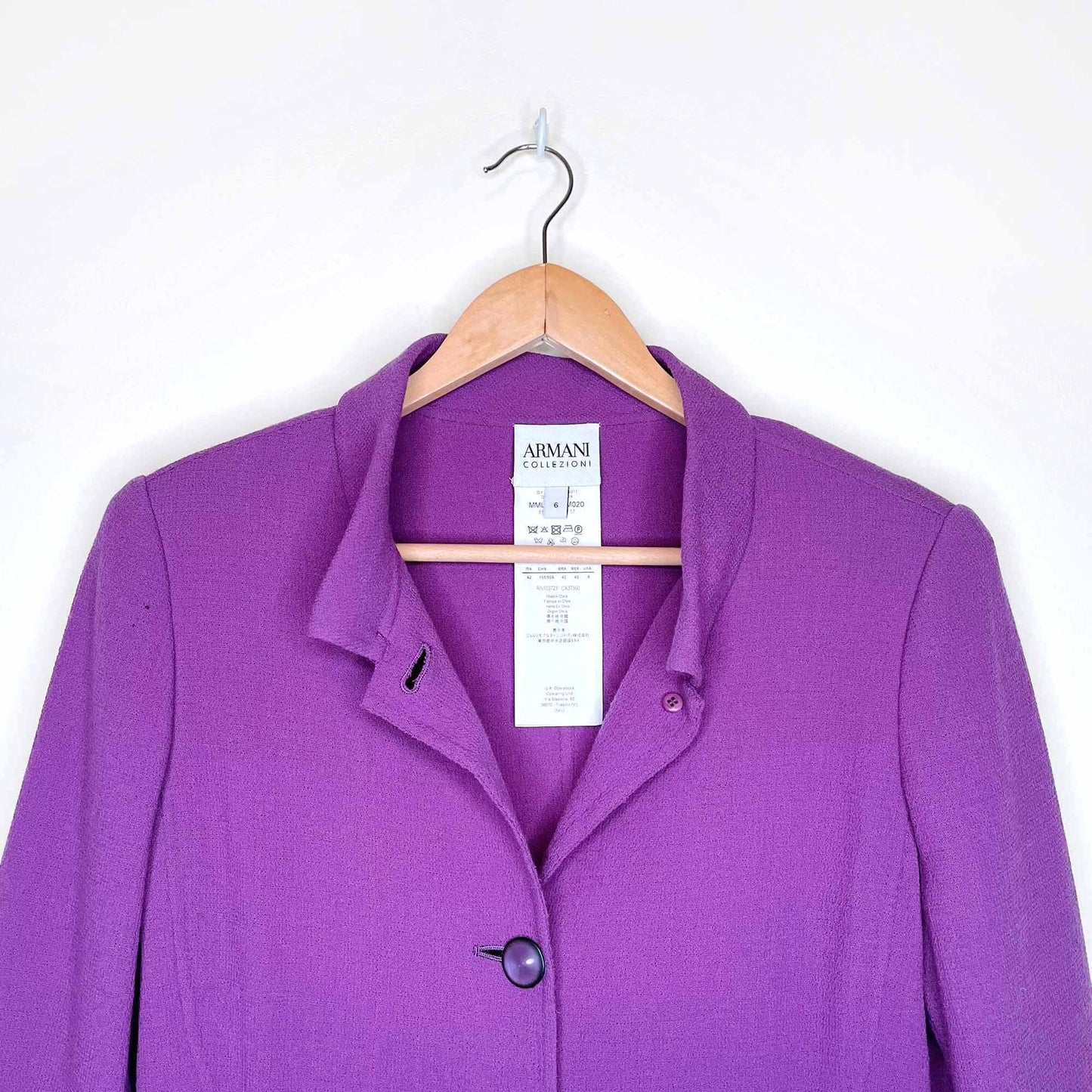 armani collezioni long wool light jacket - size 6
