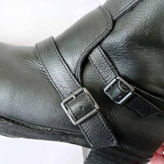 ash reverso black leather ankle moto boots - size 40