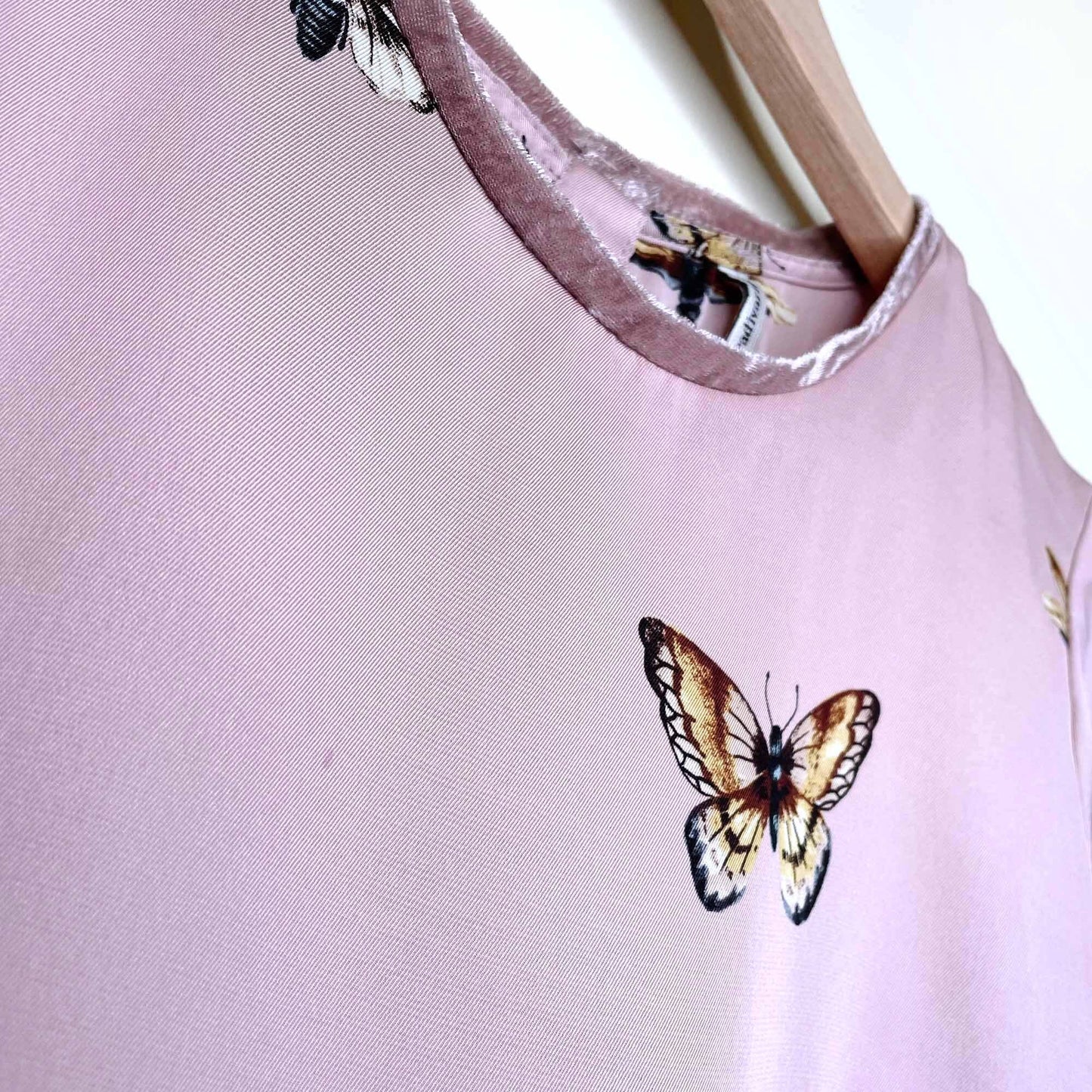 stradivarius pink button back butterfly top - size medium