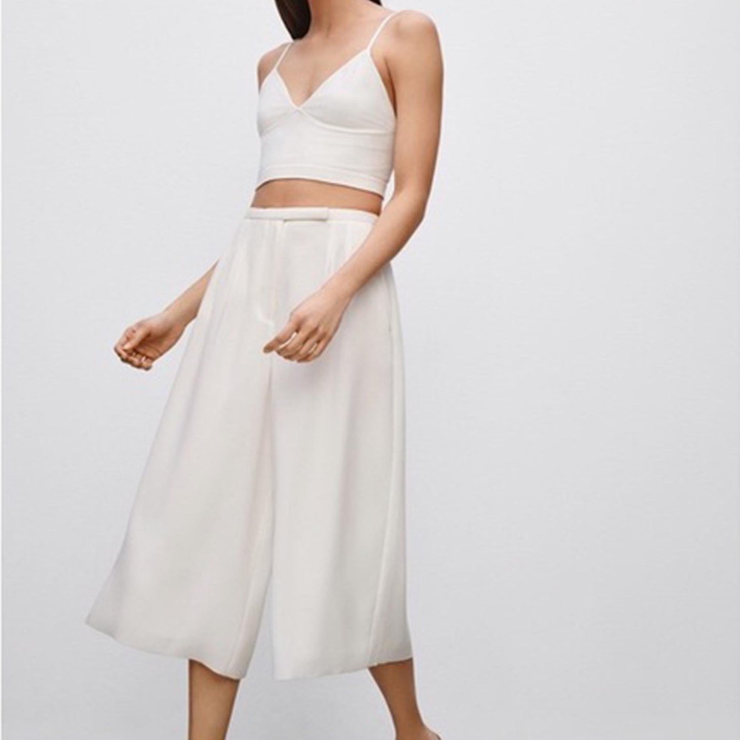 babaton white lazarus high rise wide leg culottes - size 2