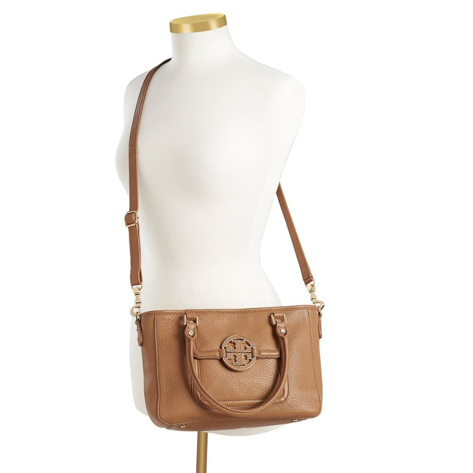 tory burch black leather amanda middy satchel cross body