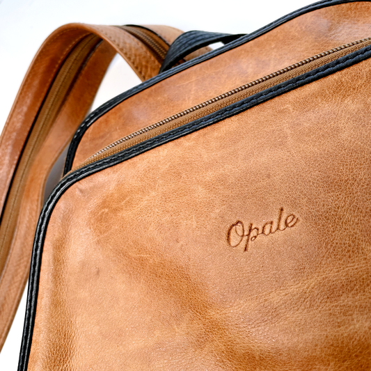 vintage opale tan leather backpack