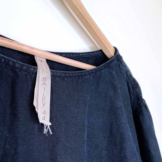 bailey 44 black short sleeve linen summer shift dress - size medium