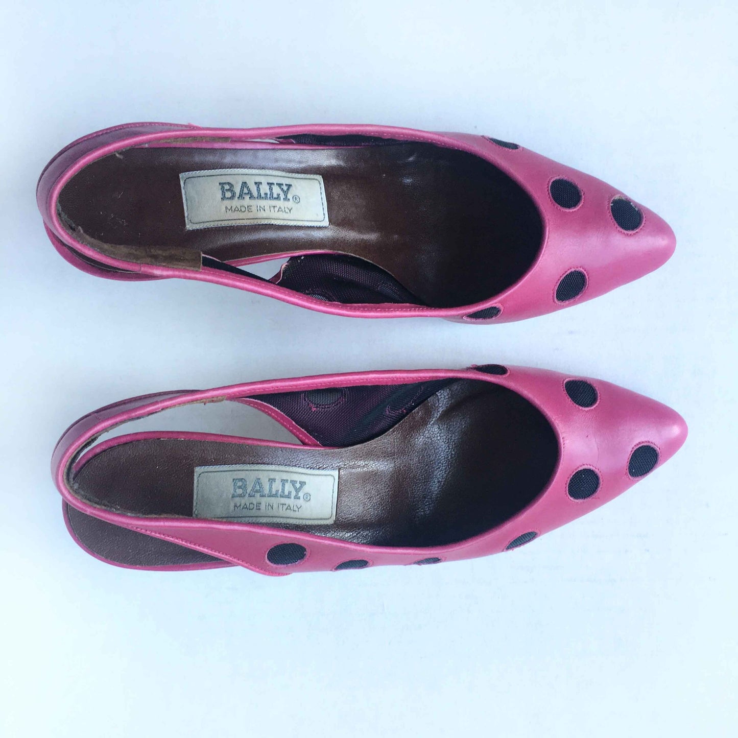 bally mesh polka dot slingback heel - size 8.5