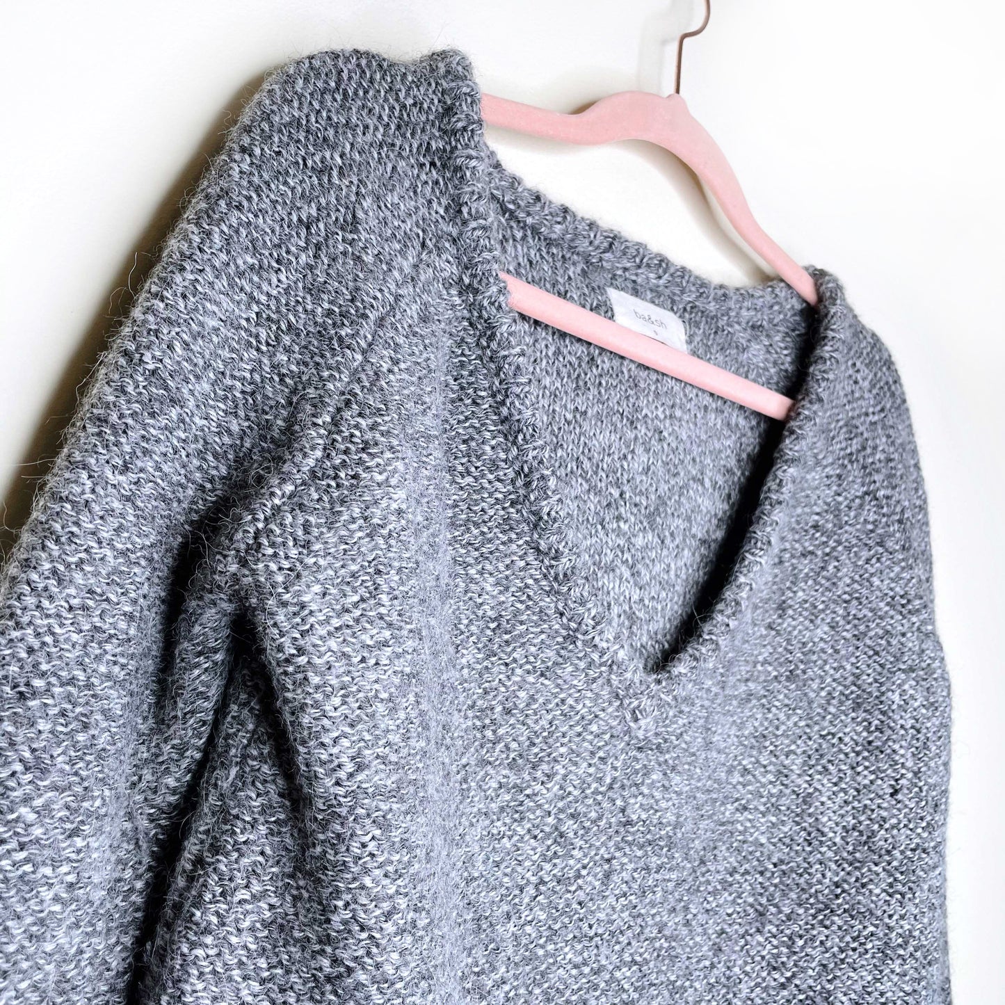 ba&sh grey v-neck hi lo alpaca-wool sweater - size 0