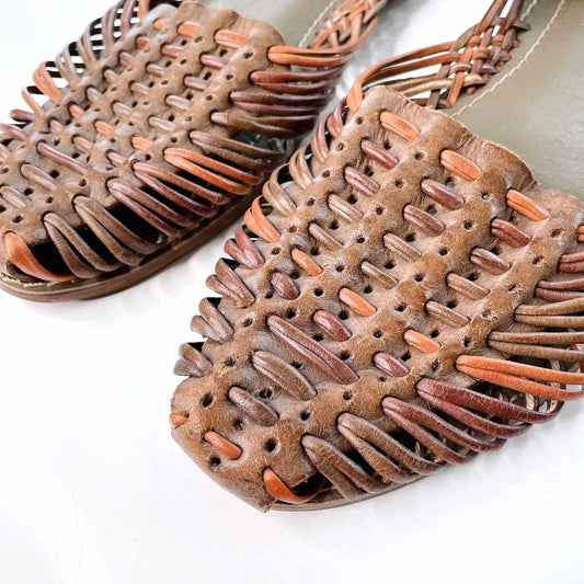 vintage 80's bass woven leather slip on shoes - size 8.5