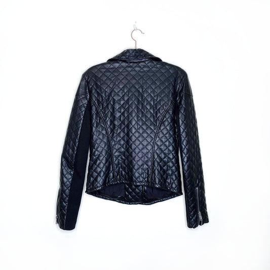 bcbgeneration quilted faux leather moto jacket - size small