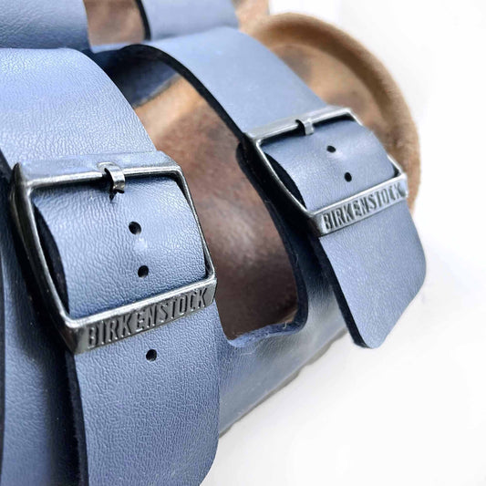 birkenstock arizona blue two strap leather sandals - size 38