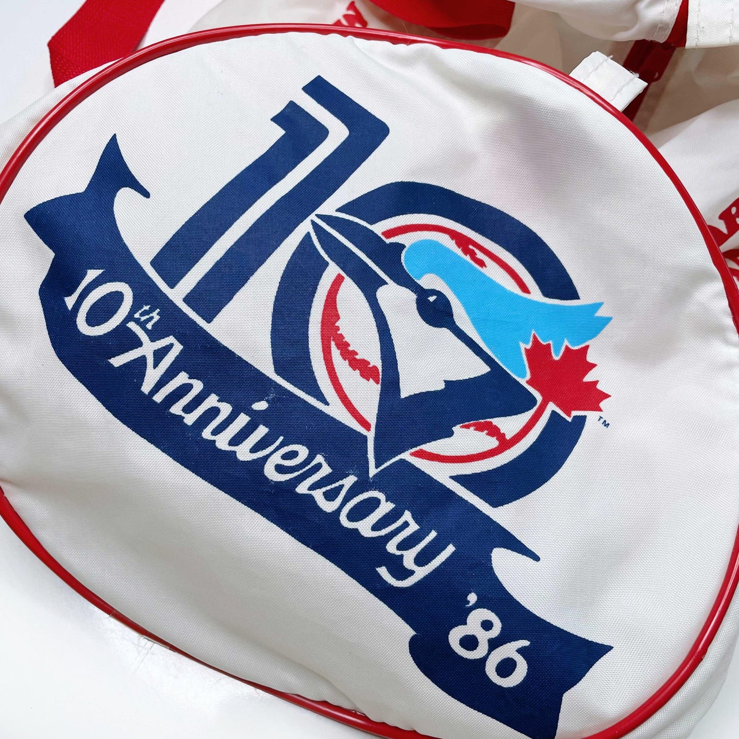 vintage 1986 blue jays mr. sub promo duffel bag