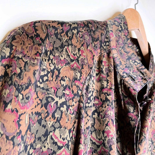 vintage paul alexander 100% silk floral blouse - size medium