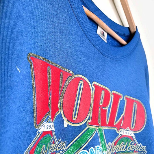 vintage 1992 blue jays world series champs crewneck sweatshirt - size xl
