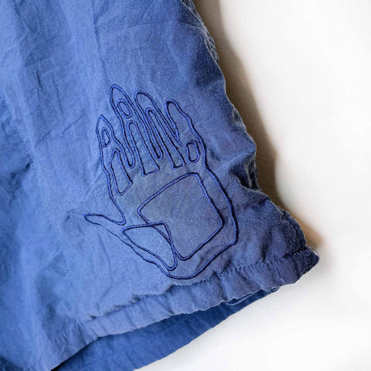 vintage 90's body glove hand logo euro length swim shorts - size medium
