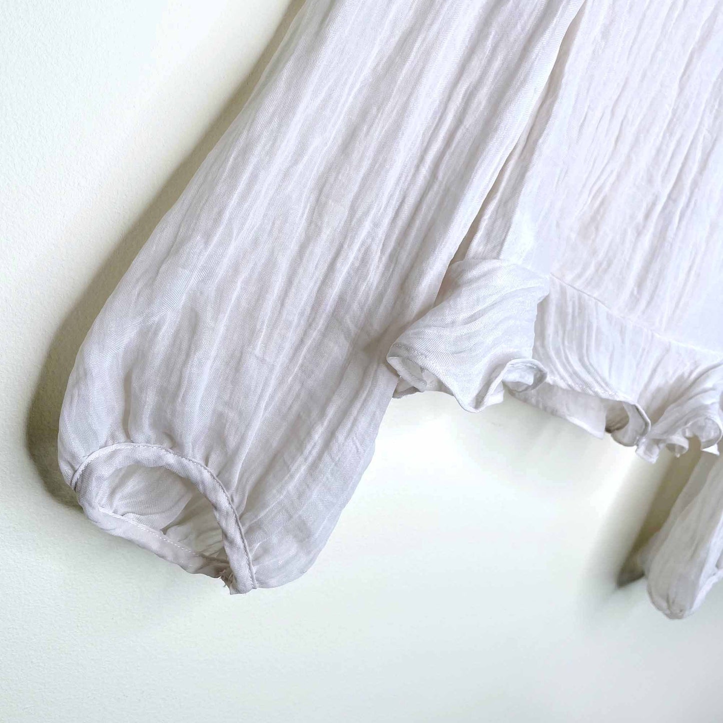 boho ruched organza cropped blouse - size xs/sm