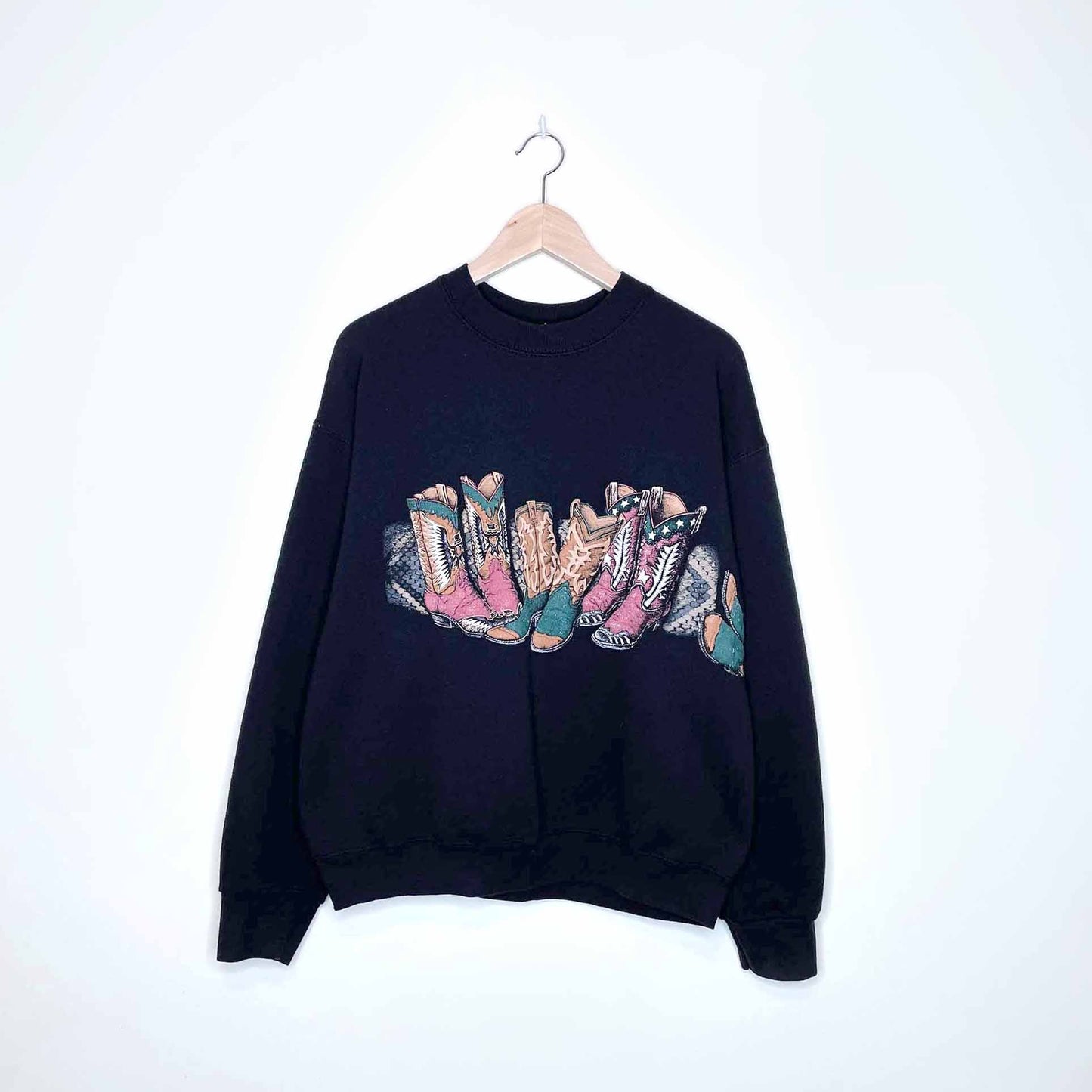 vintage western cowboy boots crewneck sweatshirt - size med/large