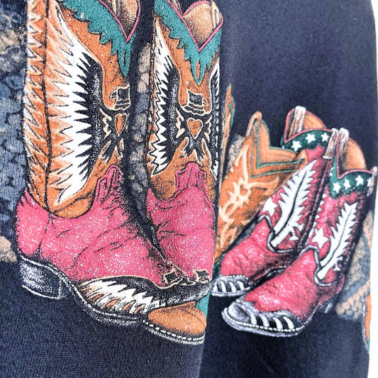 vintage western cowboy boots crewneck sweatshirt - size med/large