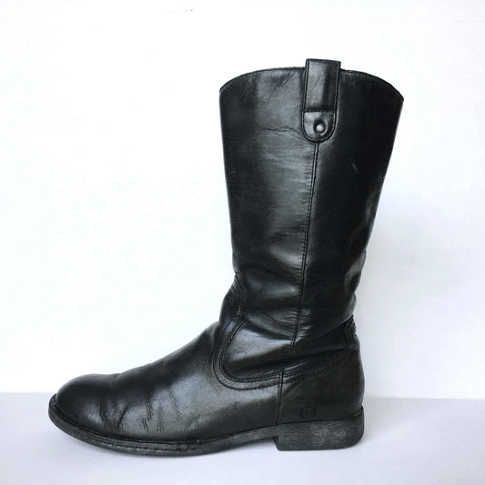 Born mid-calf leather moto boot - size 9