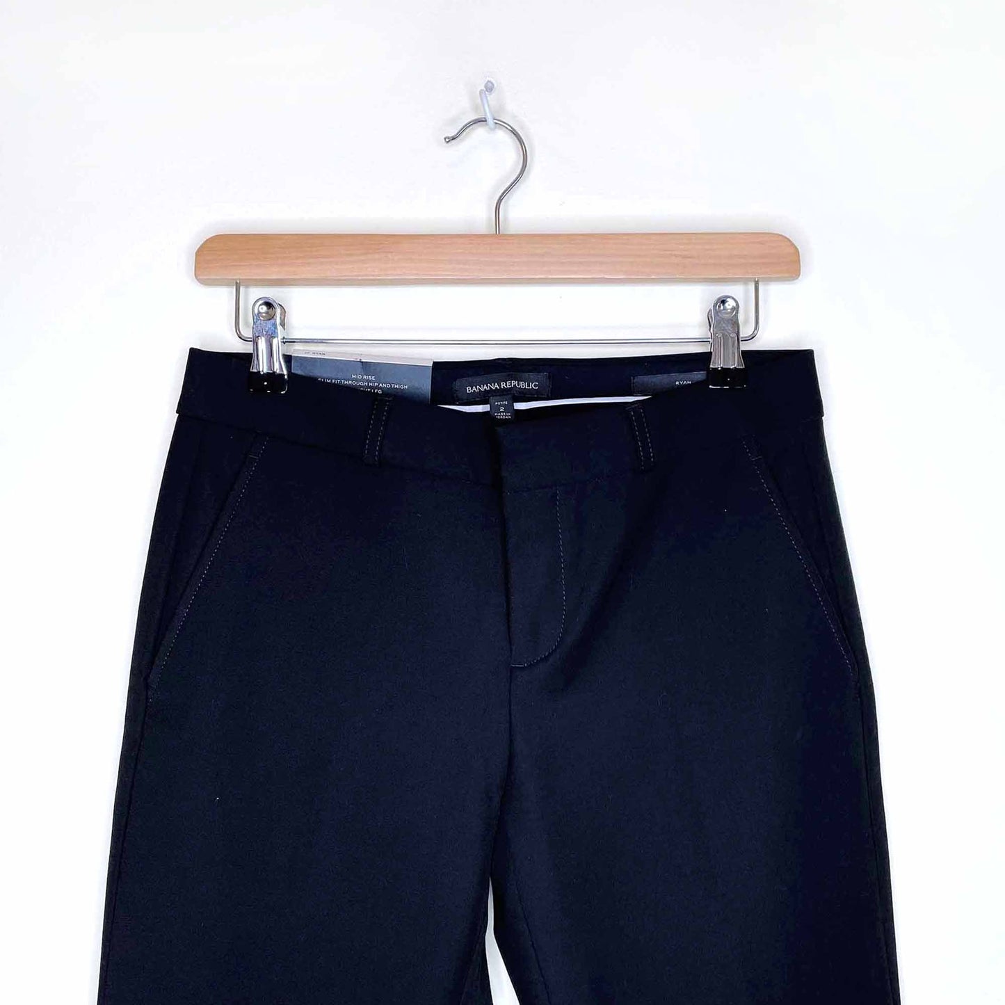 nwt banana republic black ryan slim pant - size 2 P