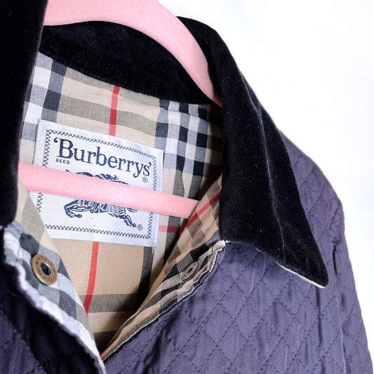 vintage burberrys quilted chore coat with nova check lining - size medium