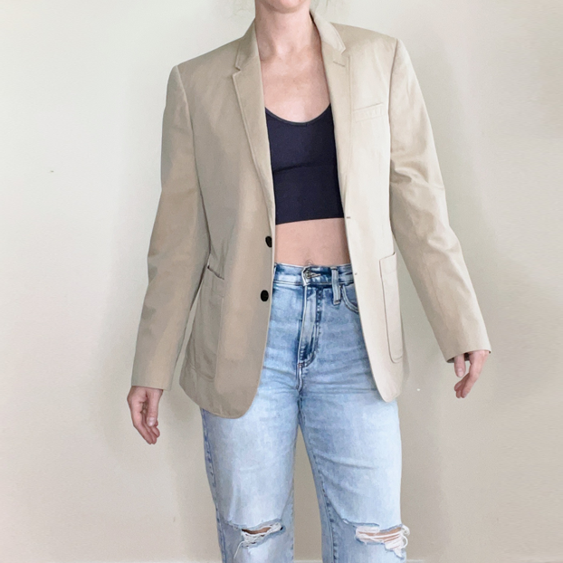 burberry tan matson sport coat blazer with nova check lining - size 48