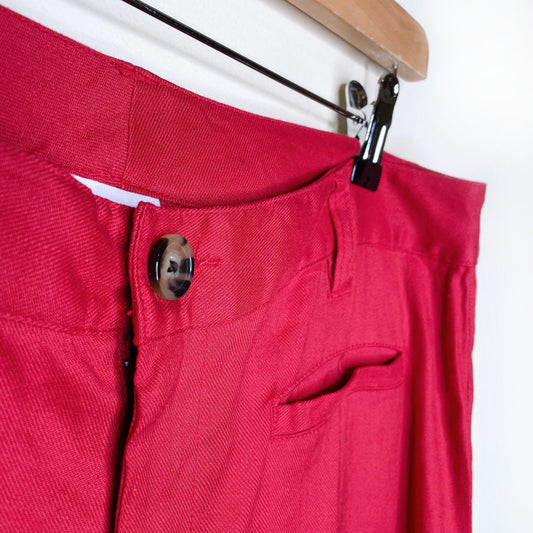 cabi red valentine linen flare leg trouser - size 10