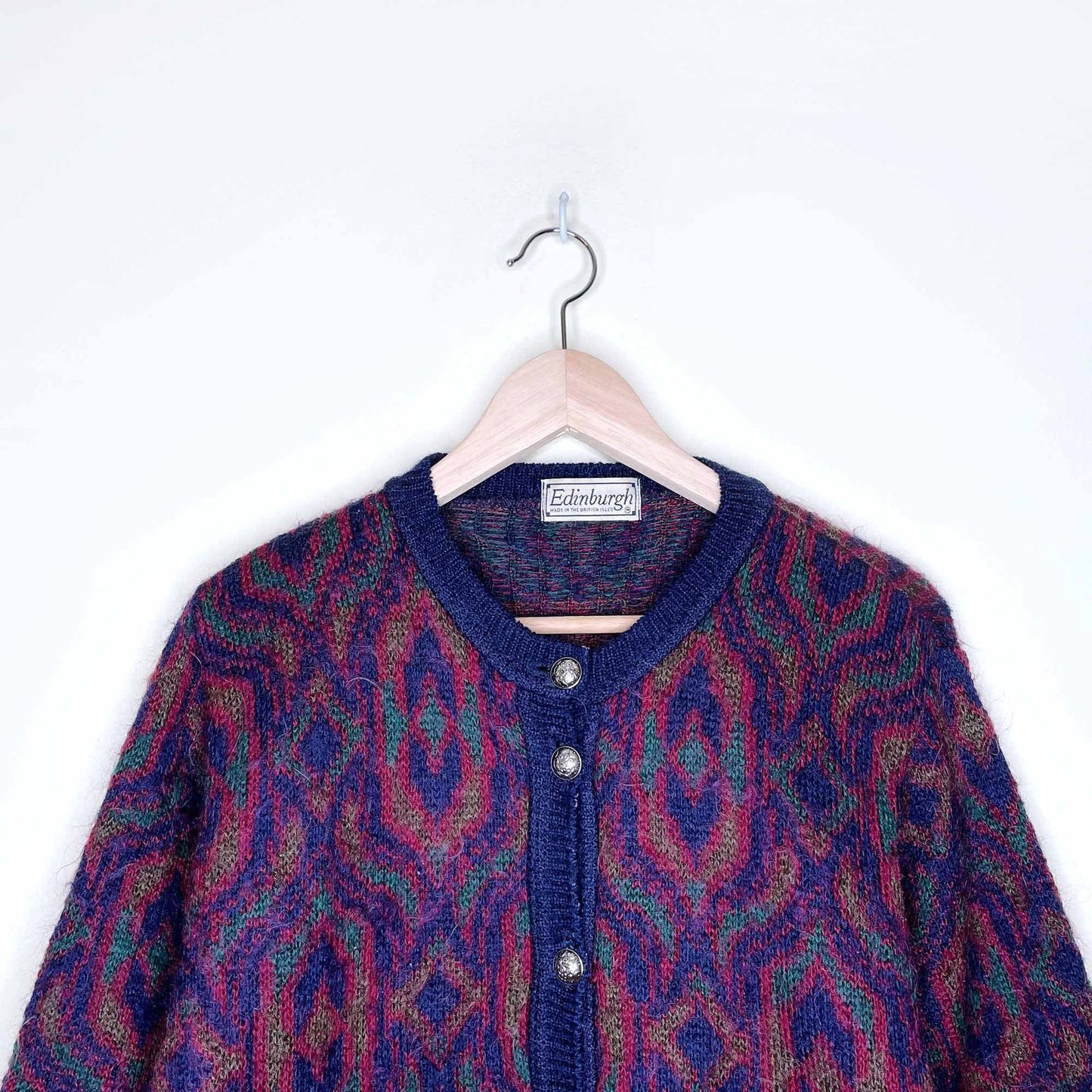vintage edinburgh mohair blend fair isle cardigan - size large