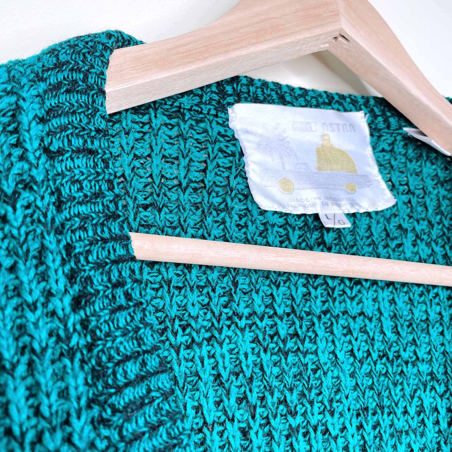 Astra emerald green heather vintage grandpa cardigan - size Large