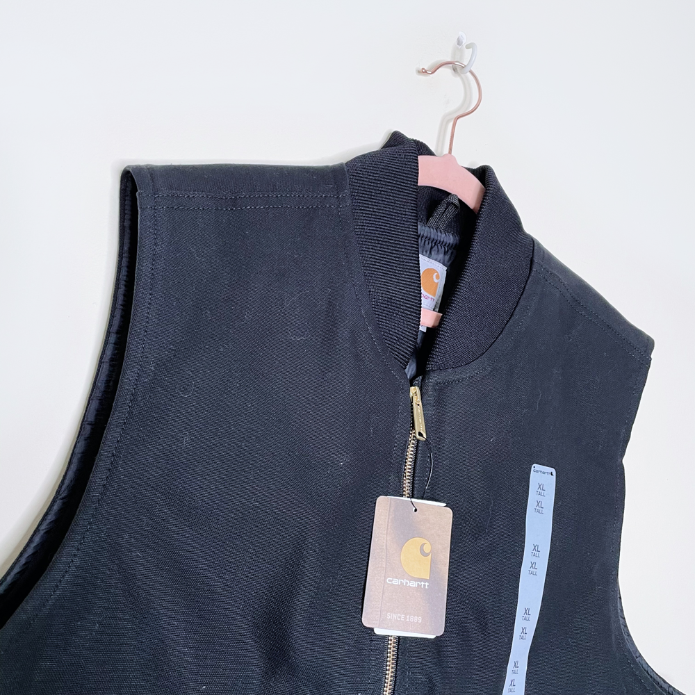 nwt carhartt black duck vest arctic quilt lined - size xl tall
