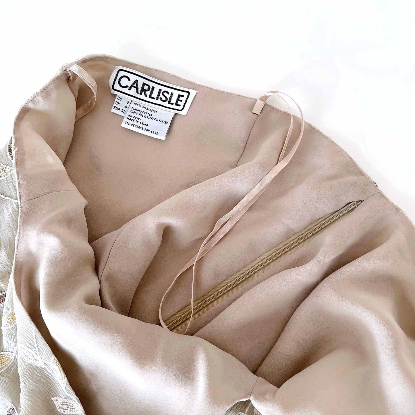 Vintage Carlisle vine embroidered silk halter top - size 2