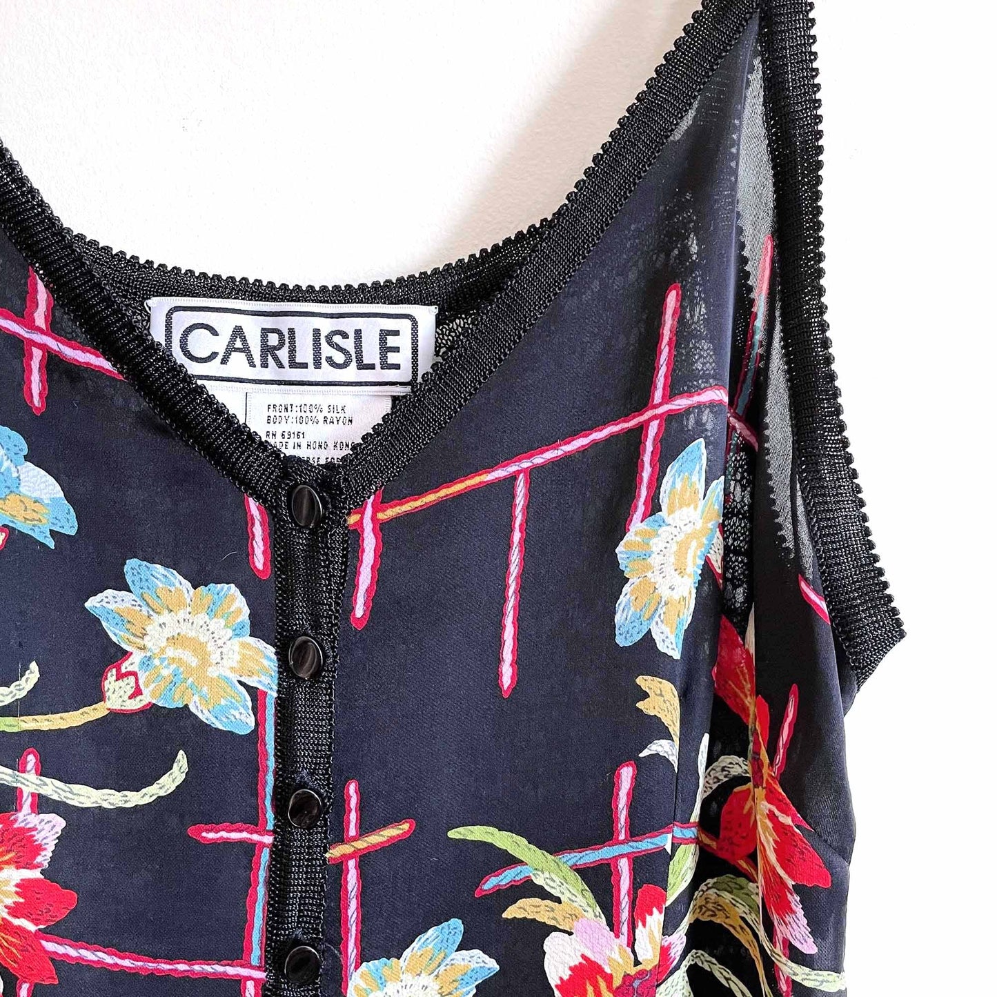 Vintage Carlisle silk knit button down tank - size Small