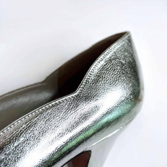 vintage christian dior scalloped metallic heels - size 37
