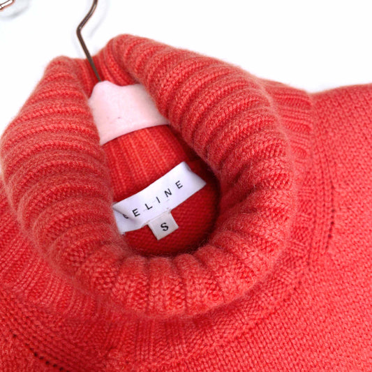 céline orange short sleeve cashmere turtleneck - size small
