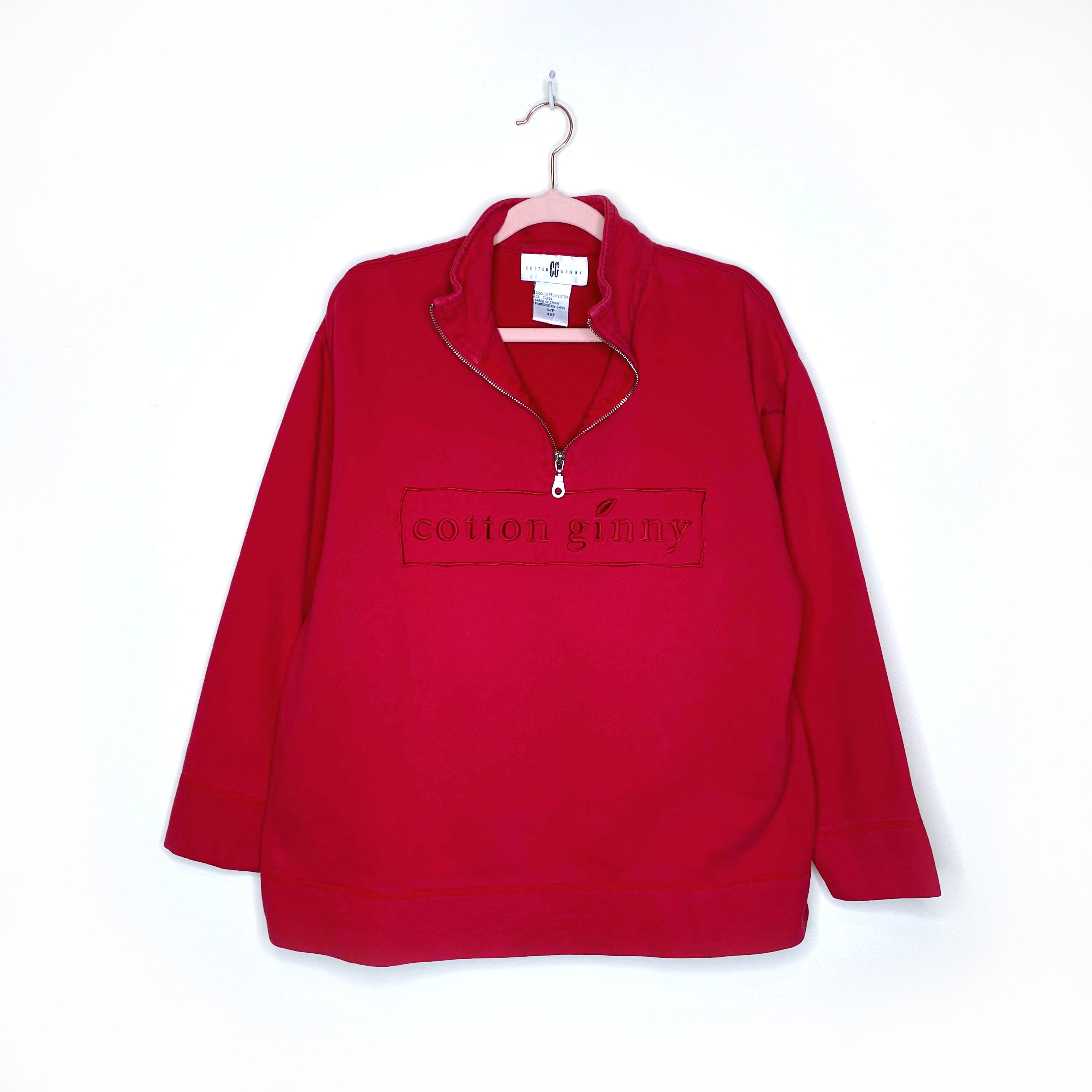 vintage cotton ginny 1/4 zip logo sweatshirt size small