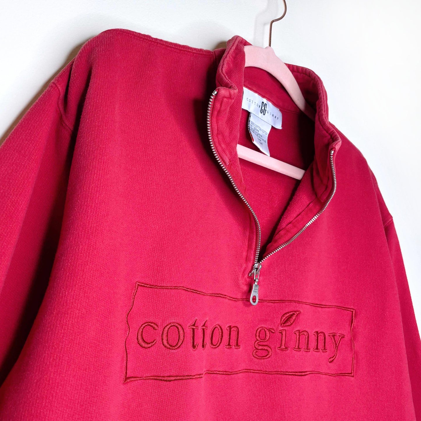 vintage cotton ginny 1/4 zip logo sweatshirt - size small