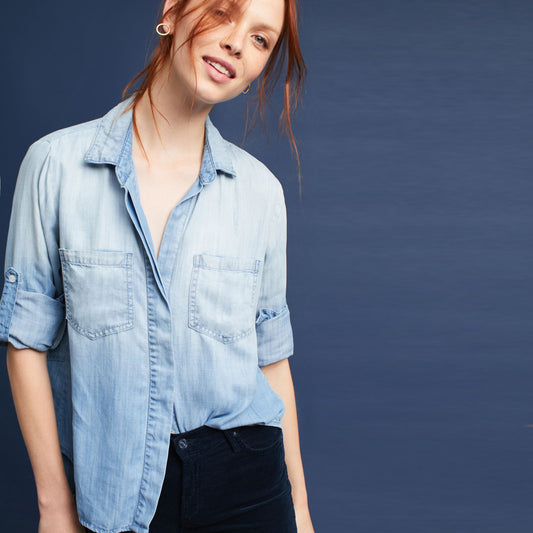 Cloth & Stone Frayed Hem Shirt - size Medium