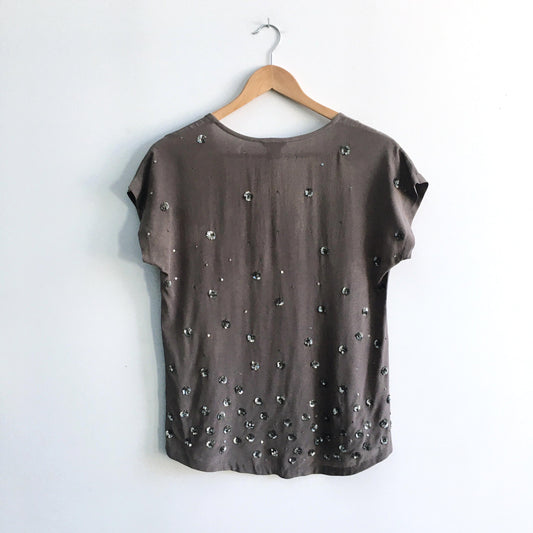 Club Monaco Silk Sequin Daria Tee - size xs