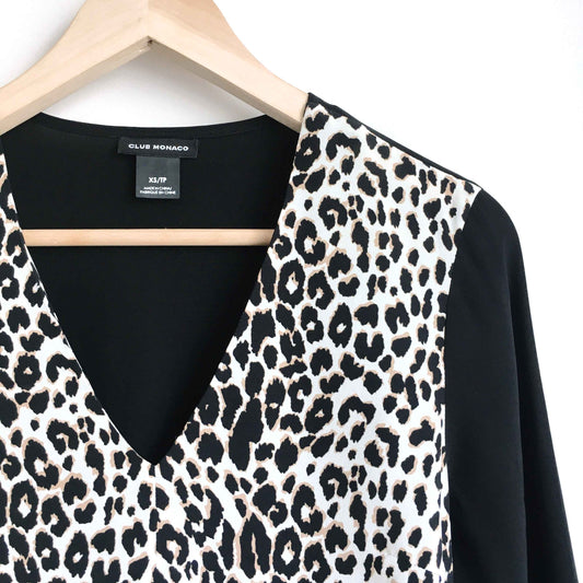 Club Monaco Krista leopard silk top - size xs