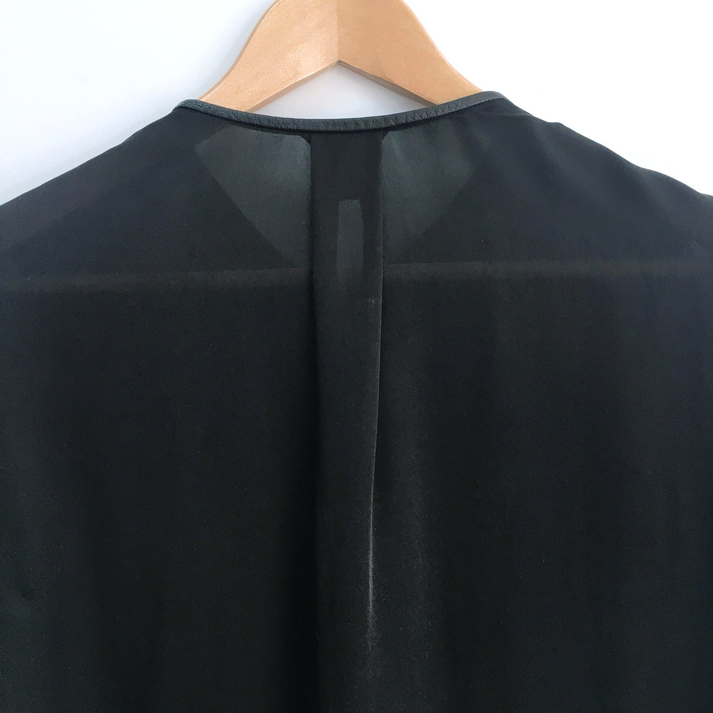 Club Monaco Silk Blouse with Leather Trim - size Small