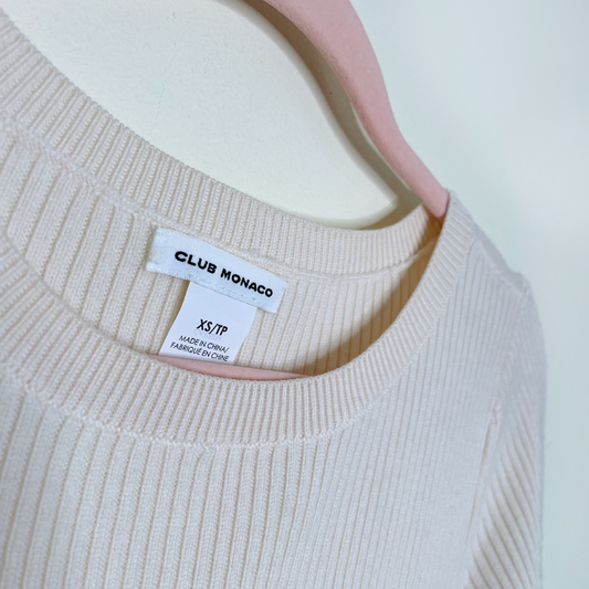 club monaco cream wioletta wool knit dress with bell sleeves - size xs