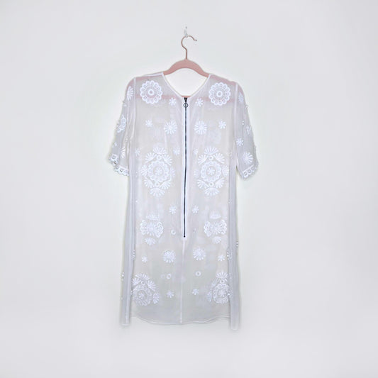 club monaco silk chiffon embroidered cover-up - size small