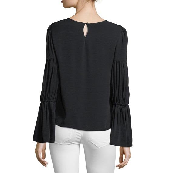 club monaco amund blouse with pleated bell sleeves - size xs