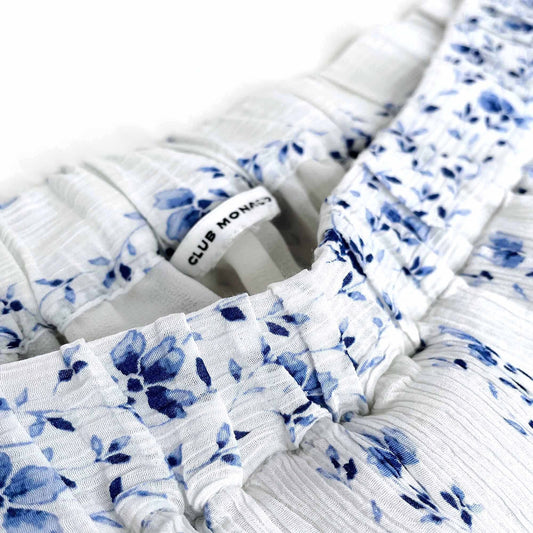 club monaco plumina floral off shoulder bell sleeve boho top - size xs