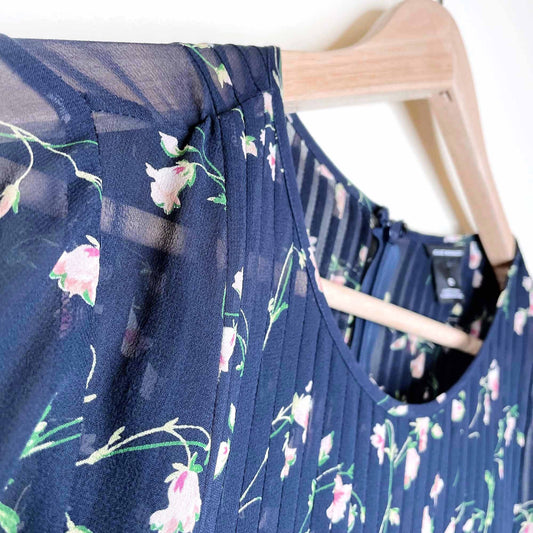 club monaco coriss navy floral silk chiffon dress - size 00