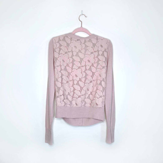 club monaco pink cardigan with lace back - size small